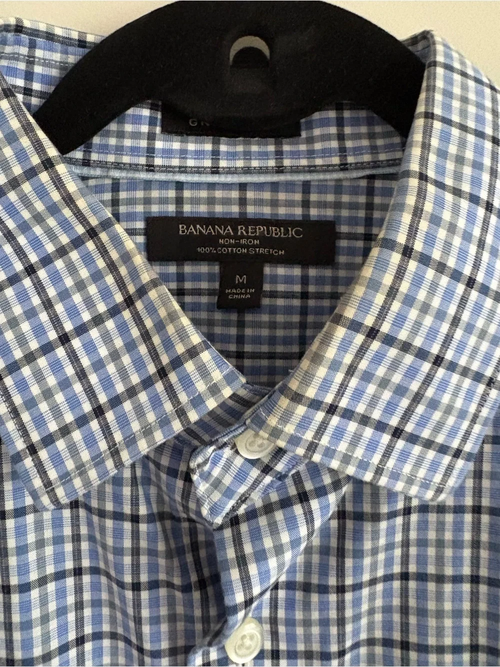 Banana Republic Light Blue & Navy Windowpane Dress Shirt